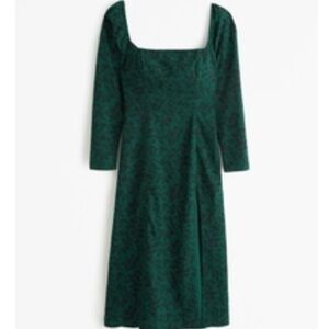 Abercrombie & Fitch Emerald Green Square-Neck Midi Dress